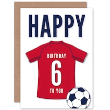 Football Strip Kit Dark Red Jersey Age 6 Year Old Child Kids 6th Birthday Card
