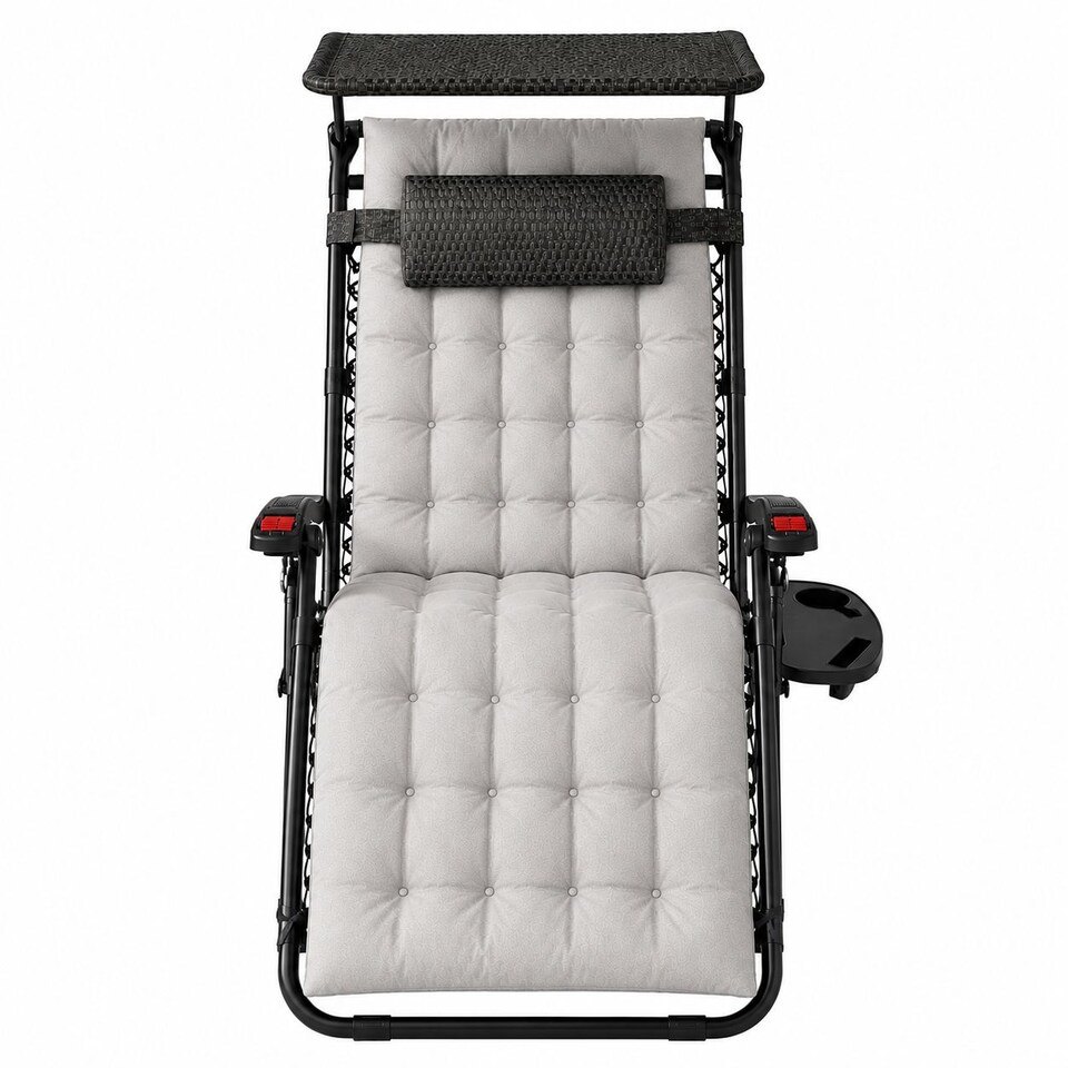 image 1 of Luxury Zero Gravity Lounge Chair With Thick Cushion and Canopy - Single Chair