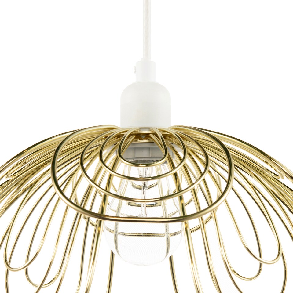 image 1 of Polished Gold Metal Wire Overlapping Petal Ceiling Pendant Light Shade | Gold