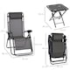 image 5 of Outsunny 3PC Zero Gravity Chairs Sun Lounger Table Set Dark Grey