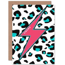 Pink Teal Reverse Strong Leopard Quote Blank Just to Say Card