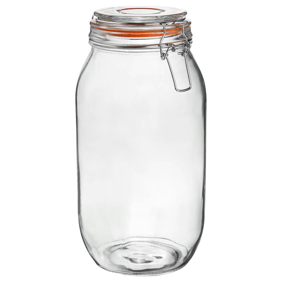 image 1 of Argon Tableware Glass Storage Jars with Labels - 2 Litre - Orange Seal - Pack of 3