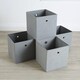 image 3 of Foldable Canvas Storage Folding Box Fabric Cube Cloth Bag 4 Piece Set | Grey