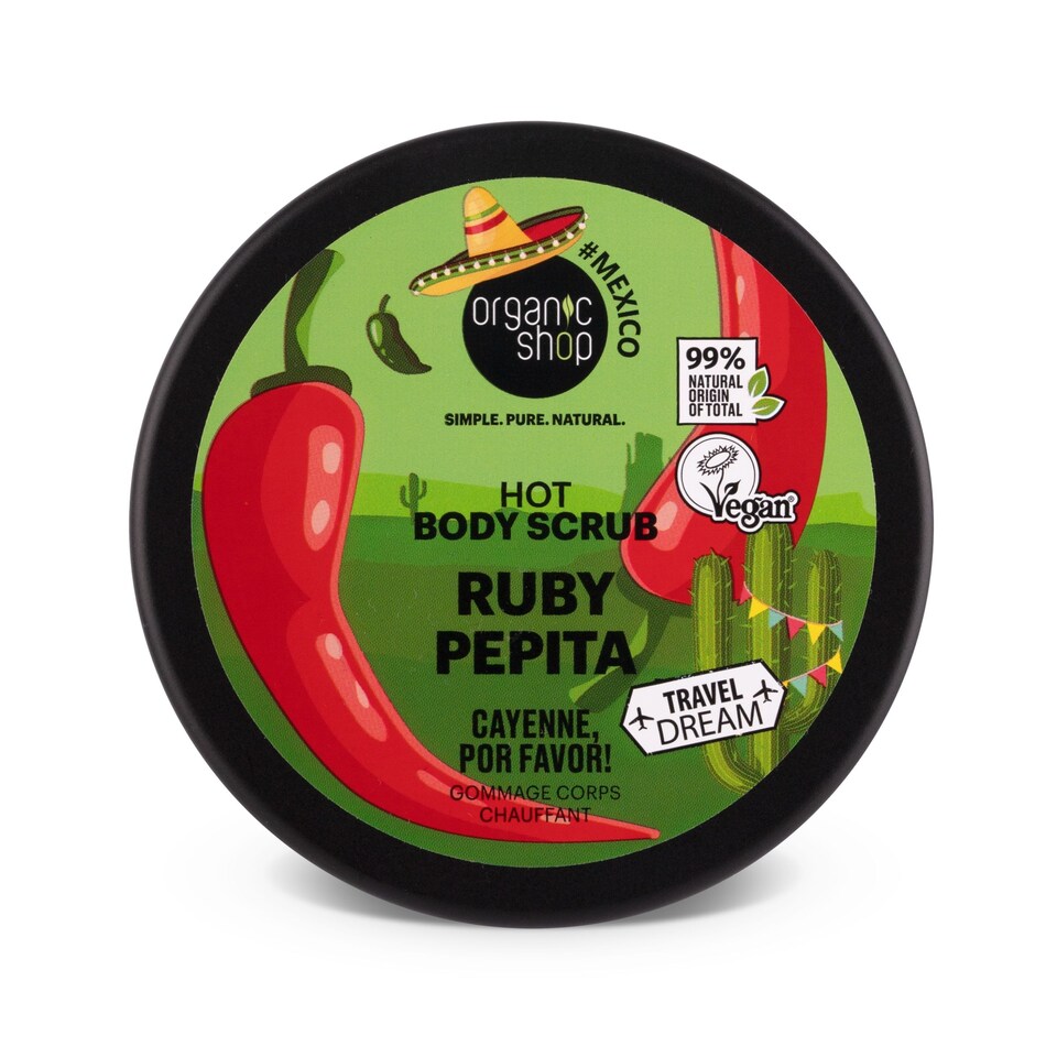 image 1 of Organic Shop Ruby Pepita Por Favor Hot Body Scrub, 300ml