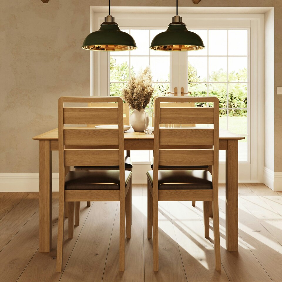 image 1 of Taberno Oak Large 1.4M Extending Dining Table Natural Orange