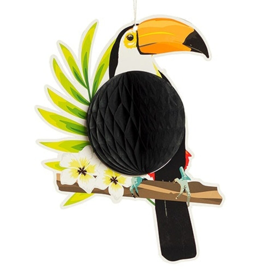 Tropical Toucan Hawaiian Honeycomb Hanging Decoration 25cm