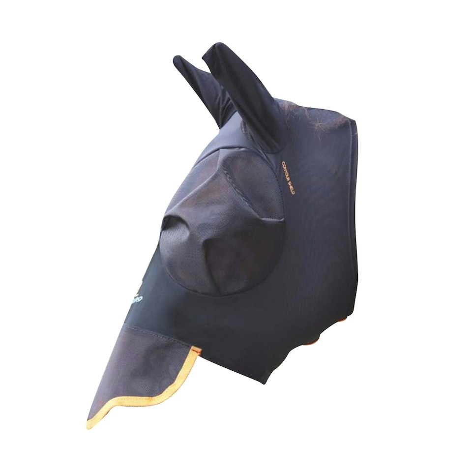 image 1 of Shires Stretch Horse Fly Mask With Nose - Jet Black - Full