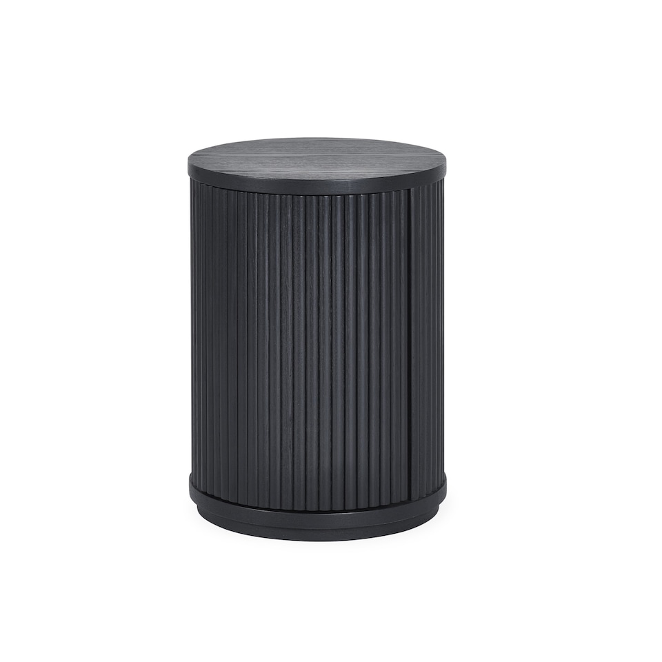 image 1 of Louis Fluted Side Table With Door - Black