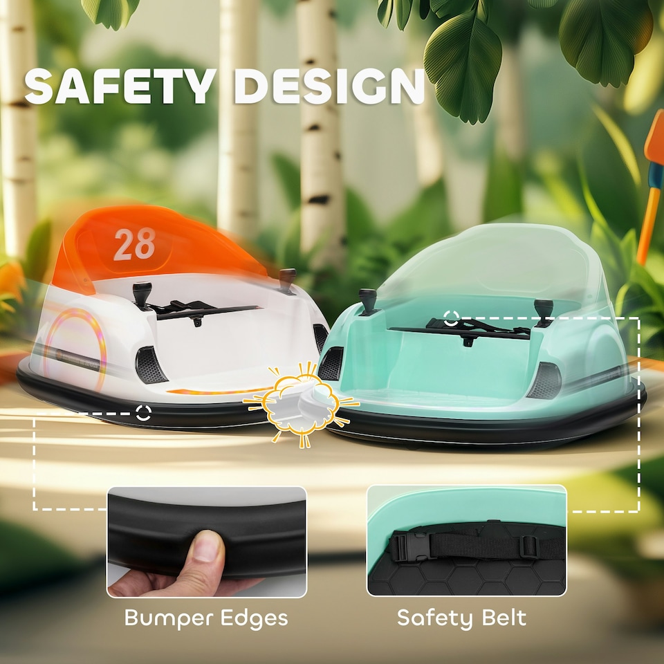 image 1 of AIYAPLAY 360° Rotation 12V Kids Bumper Car w/ Remote Control, Orange