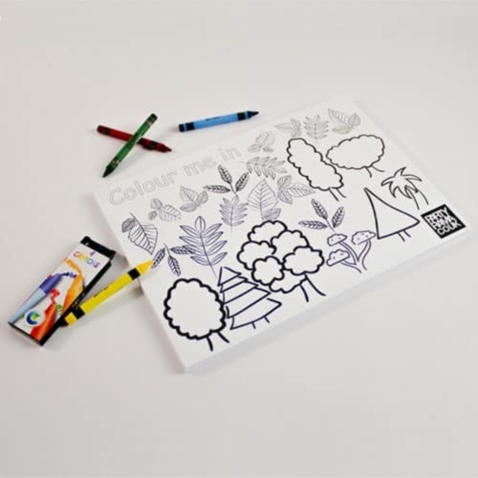 Trees Themed A4 Colouring sheet With 4 Crayons