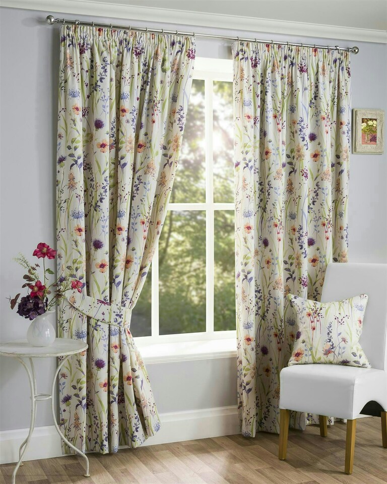 image 1 of Cheshire Pencil Pleat Curtains - Multi - 117cm x 229cm
