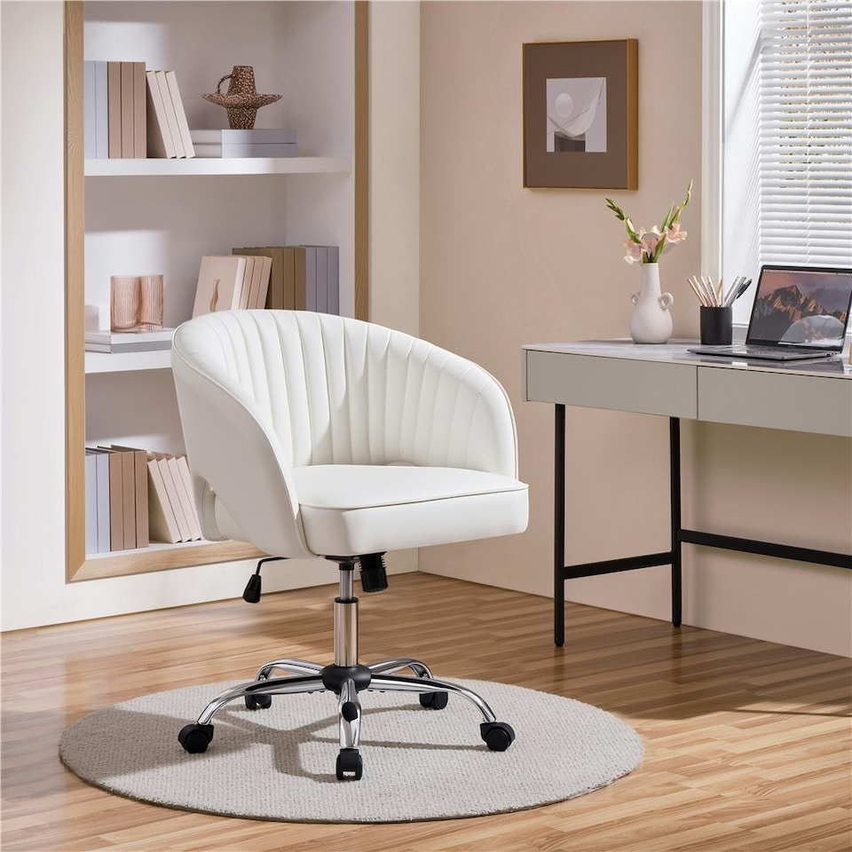 image 1 of Yaheetech Faux Leather Office Chair Adjustable Seat Height N/A | Cream