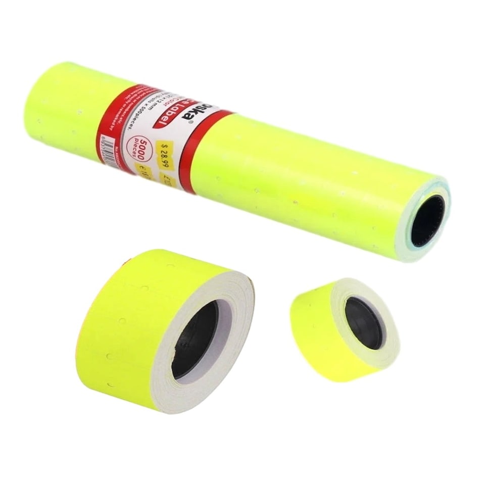 image 1 of Pack of 10 Yellow Neon Adhesive Price Label Rolls (5000 Tickets)