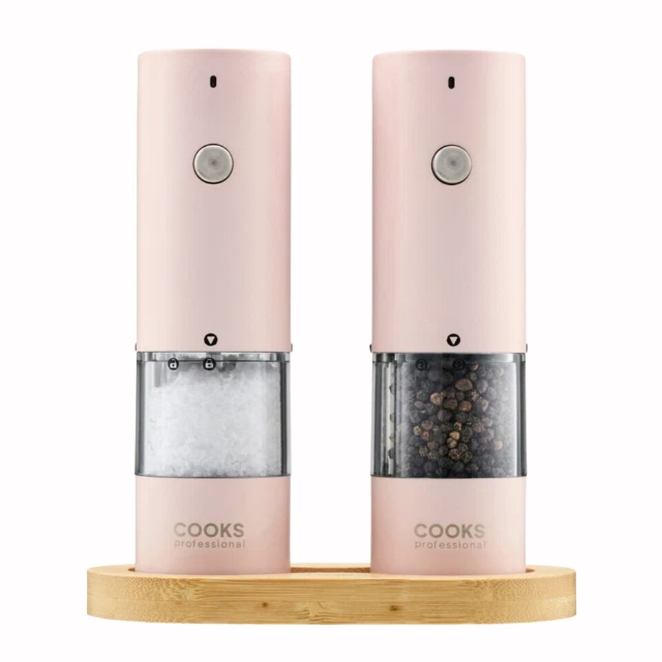 image 1 of Cooks Professional Rechargeable Salt and Pepper Mill Set with Bamboo Base