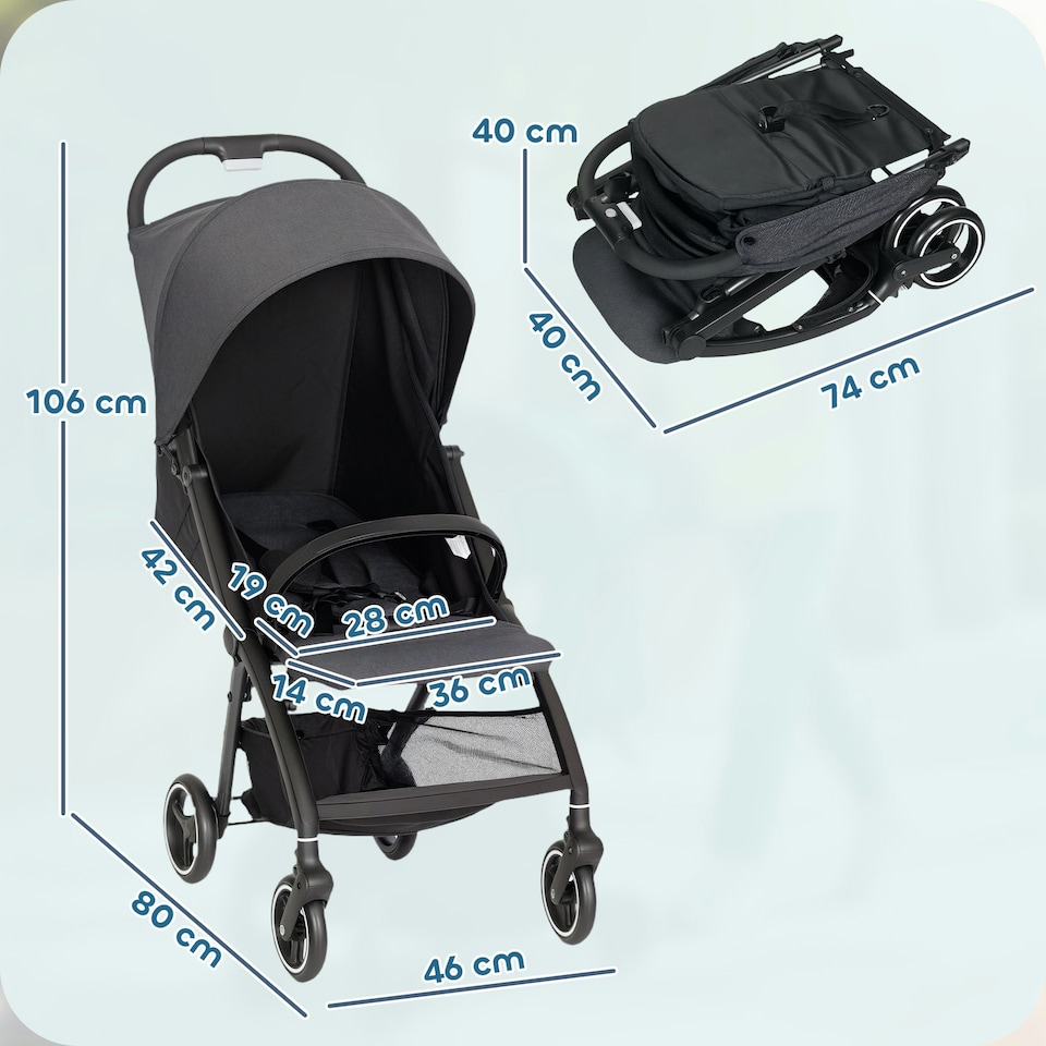 image 1 of AIYAPLAY Travel Stroller with Easy Folding, Lightweight Pushchair Grey