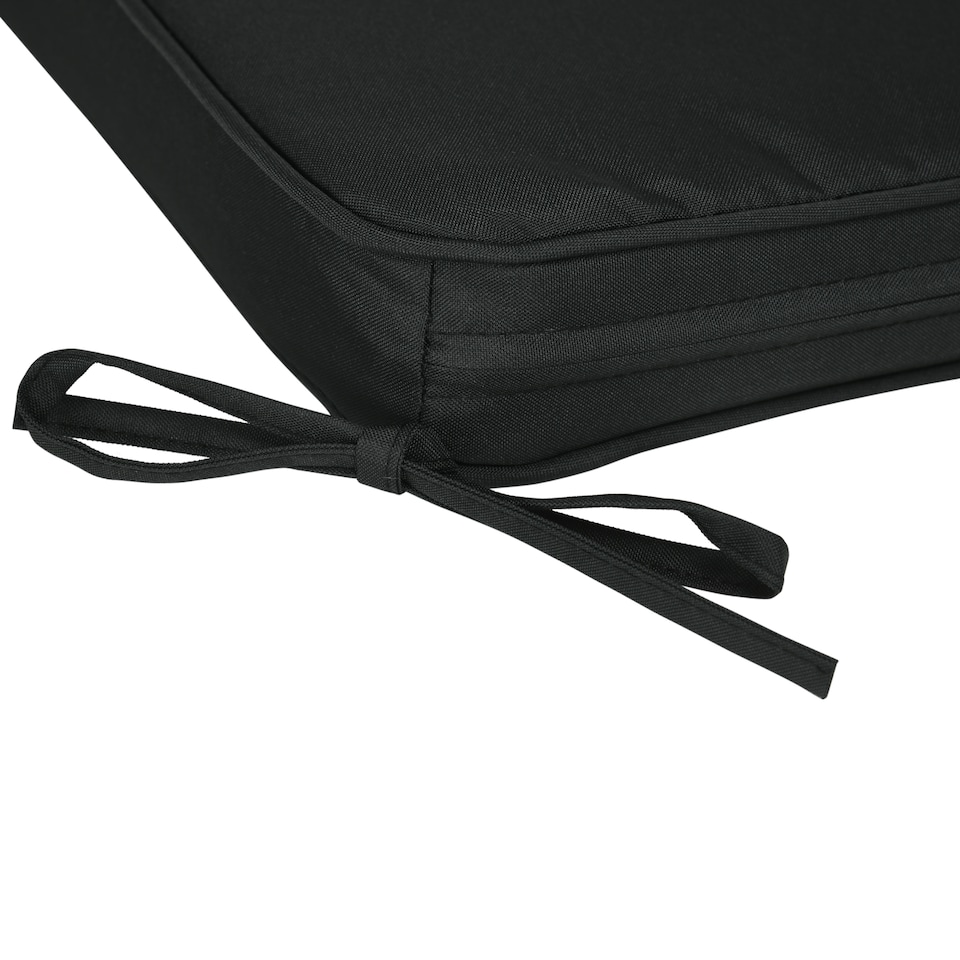 image 1 of Outsunny Set of 6 Chair Cushion Seat Pads Dining Chair w/ Straps | Black | Black | 6