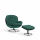 image 1 of Velvet Emerald Green Azura Swivel Accent Chair with Footstool