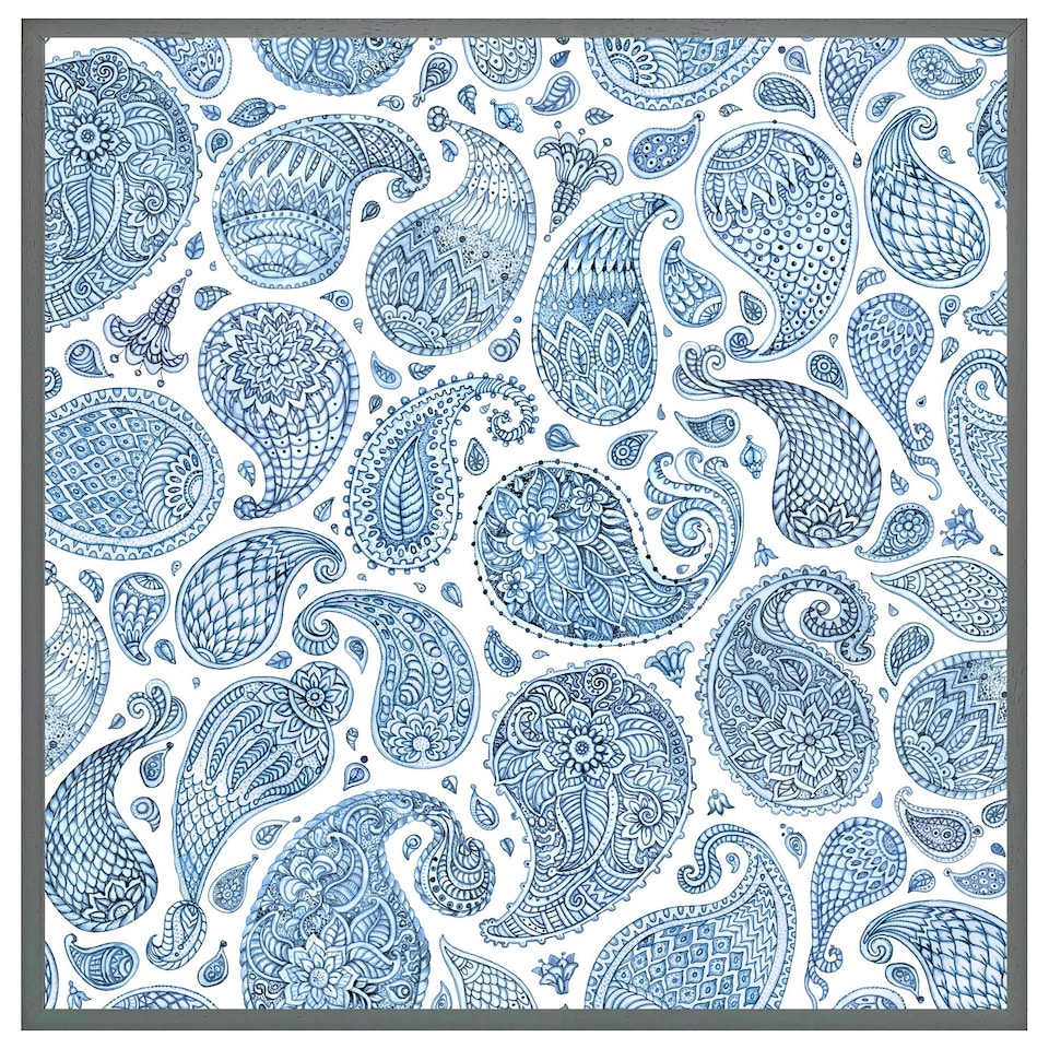 image 1 of Blue and white bo ho world (Picture Frame) White | XL