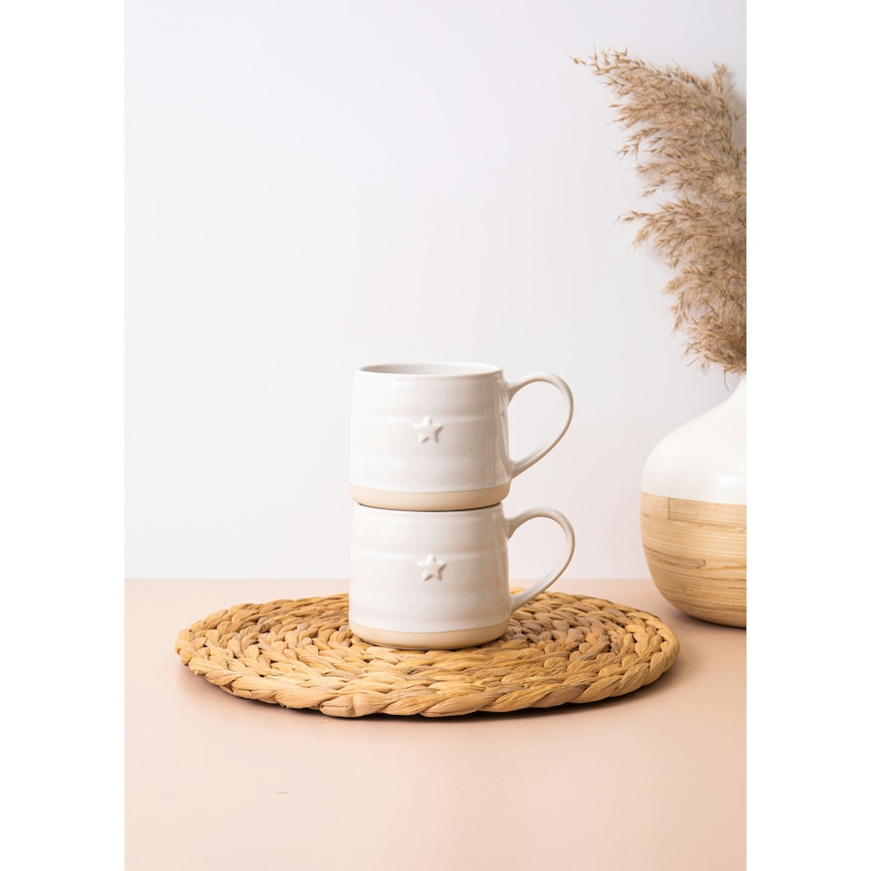 image 1 of Mikasa Mug Set White Stoneware 380ml Set of 2