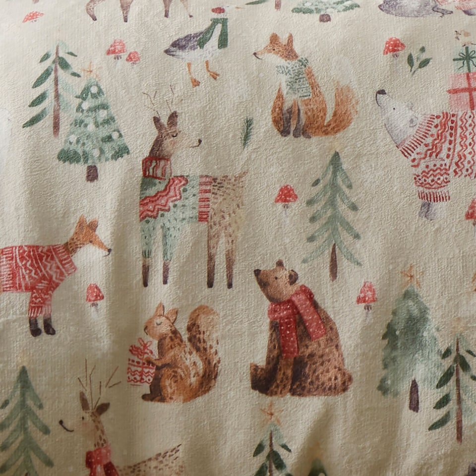 image 1 of Fusion Christmas Woodland Animals Duvet Cover Set Natural