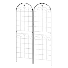 Outsunny Set of 2 Metal Trellis for Climbing Plants, Floral Design, 50 x 180cm