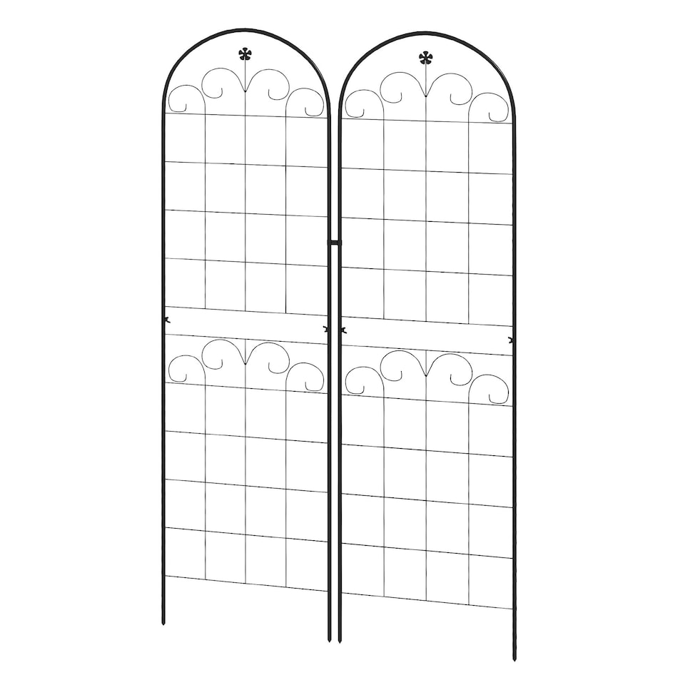 image 1 of Outsunny Set of 2 Metal Trellis for Climbing Plants, Floral Design, 50 x 180cm