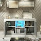 image 3 of TV Unit 145cm Grey Gloss Doors Free LED White Matt Media Cabinet | White | Grey | One Size | 1