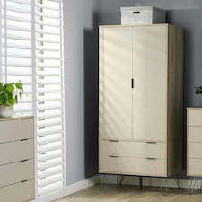 Core Products Augusta Driftwood 2 Door, 2 Drawer Wardrobe H176.0cm x W76.5cm x D53.0cm Cream