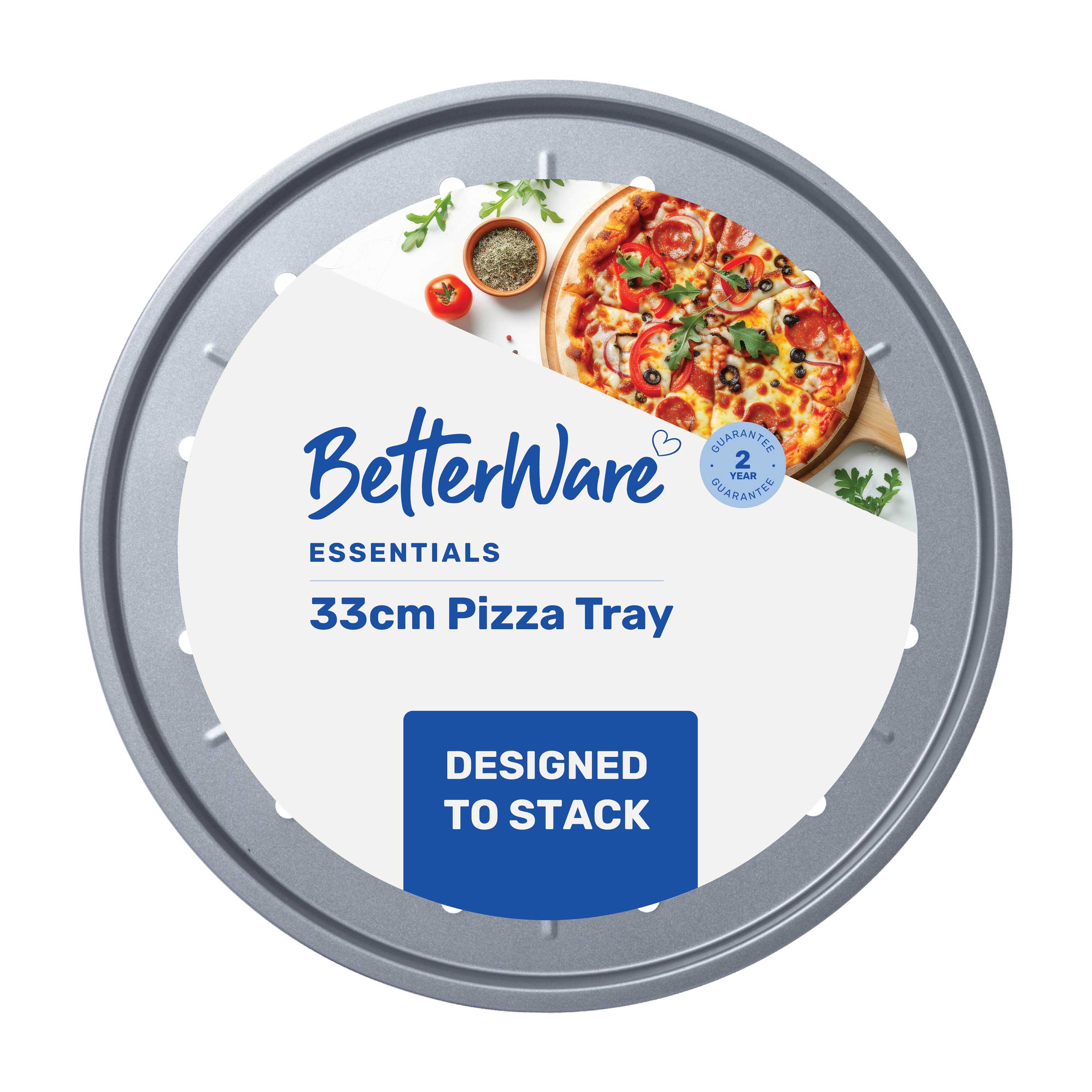 Betterware Essentials 33cm Non-Stick Pizza Tray in Silver