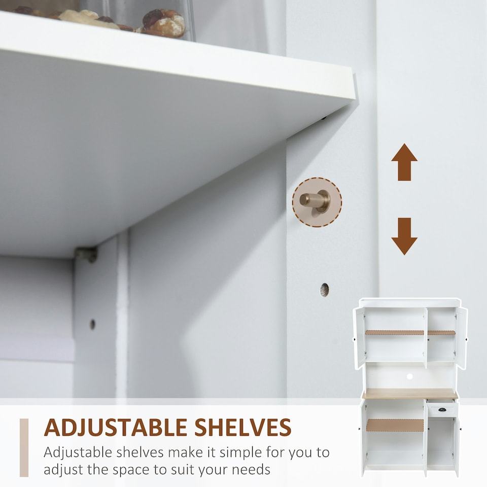 image 1 of HOMCOM Kitchen Cupboard Storage Cabinet with Adjustable Shelves, White
