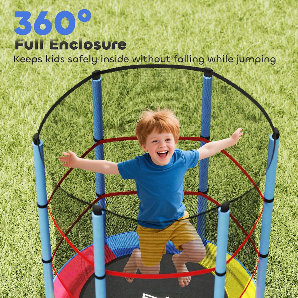 image 1 of HOMCOM Kids Trampoline Mini Bouncer w Enclosure Net for 3-6 Years