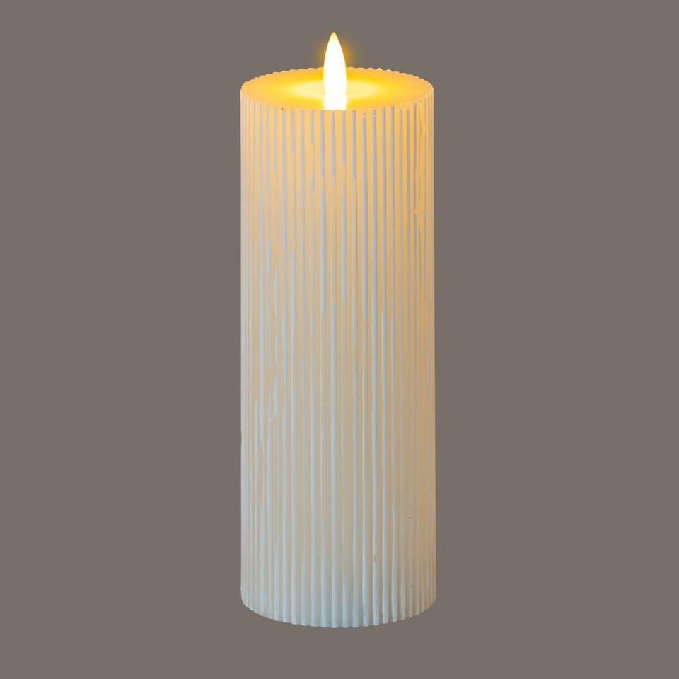 image 1 of Natural Glow 3.5x9 Texture Ribbed LED Candle