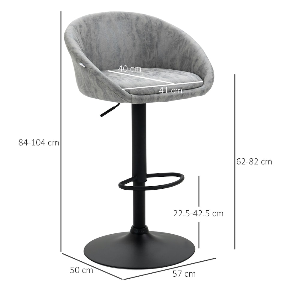 image 1 of HOMCOM Modern Swivel Bar Stools Set of 2 with Adjustable Height