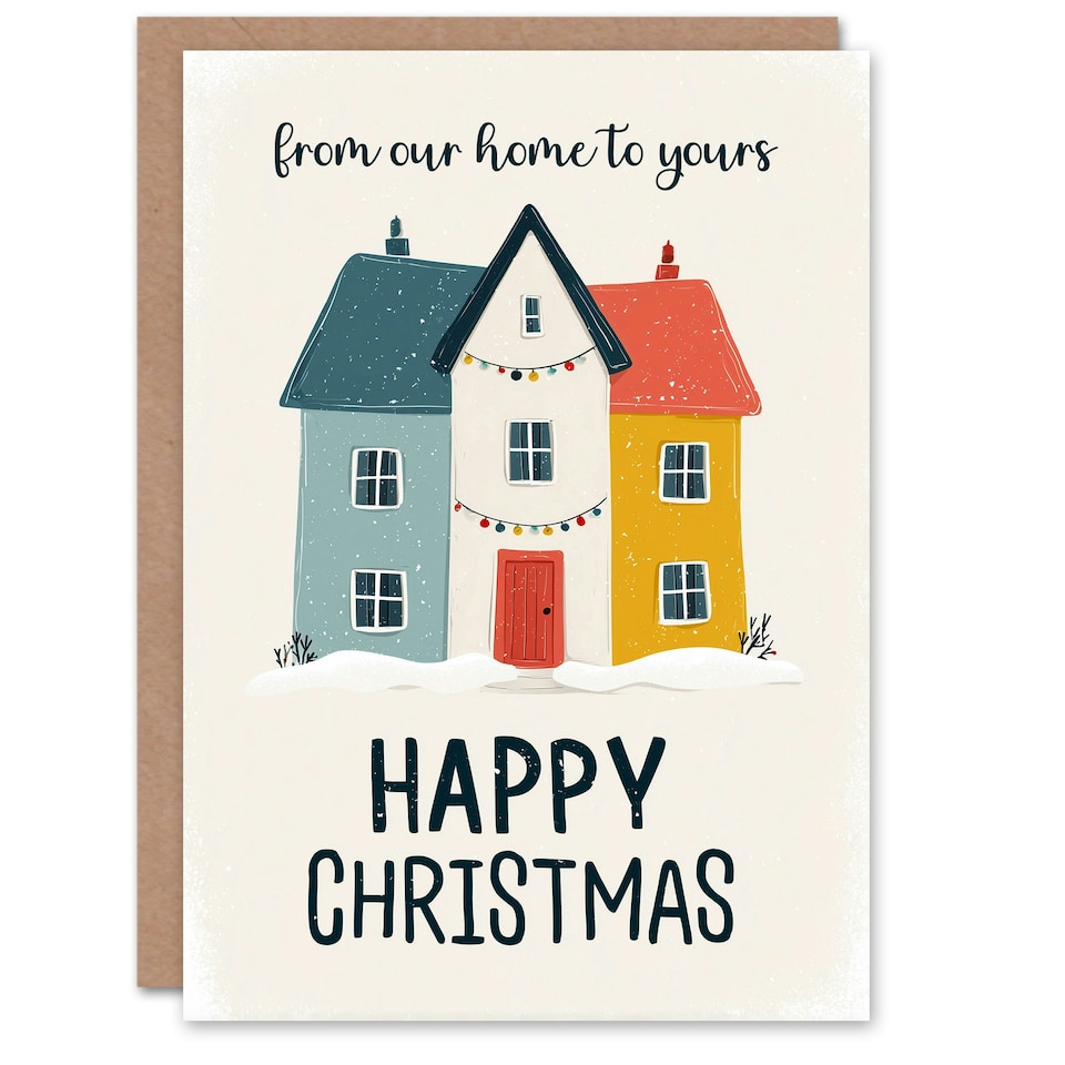 image 1 of Christmas Card From Our Home To Yours Simple Bright Colourful