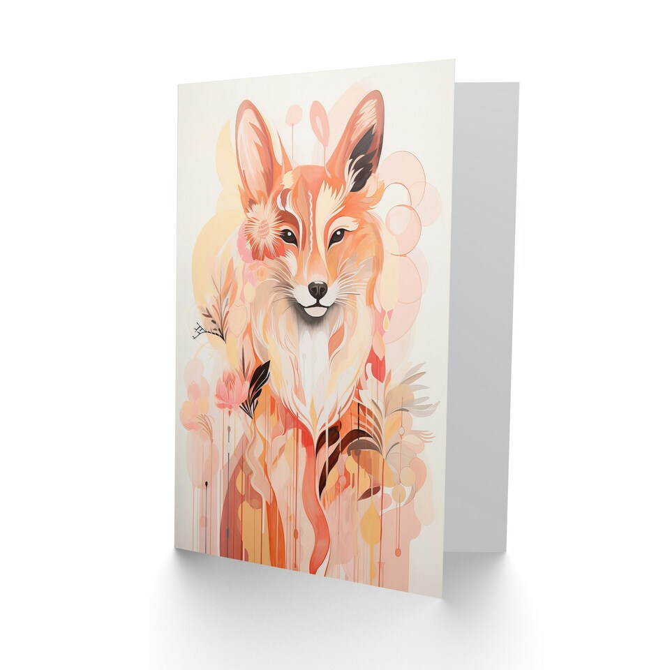 image 1 of Floral Spirit Fox Animal Boho Calm Pastel Birthday Card
