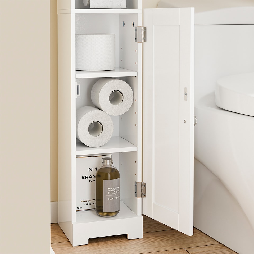 image 1 of SoBuy FRG177-II-W Bathroom Storage Cabinet with 3 Adjustabel Shelves