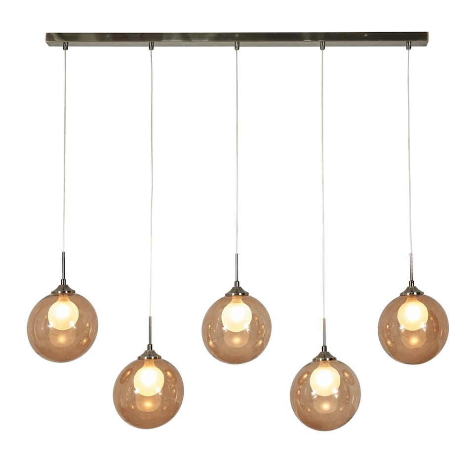 image 1 of BHS Petrice Glass Ball Diner Ceiling Bar Pendant, Black Nickel