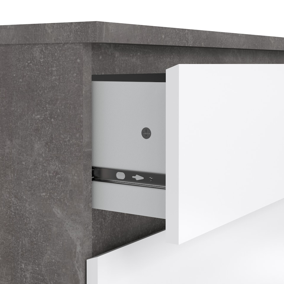 image 1 of Naia Chest of 3 Drawers in Concrete and White High Gloss