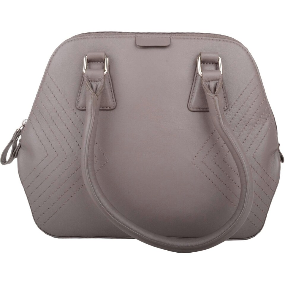 image 1 of Premium Soft Leather Large Hand Bag with Stitch Detail Pattern Grey | Grey