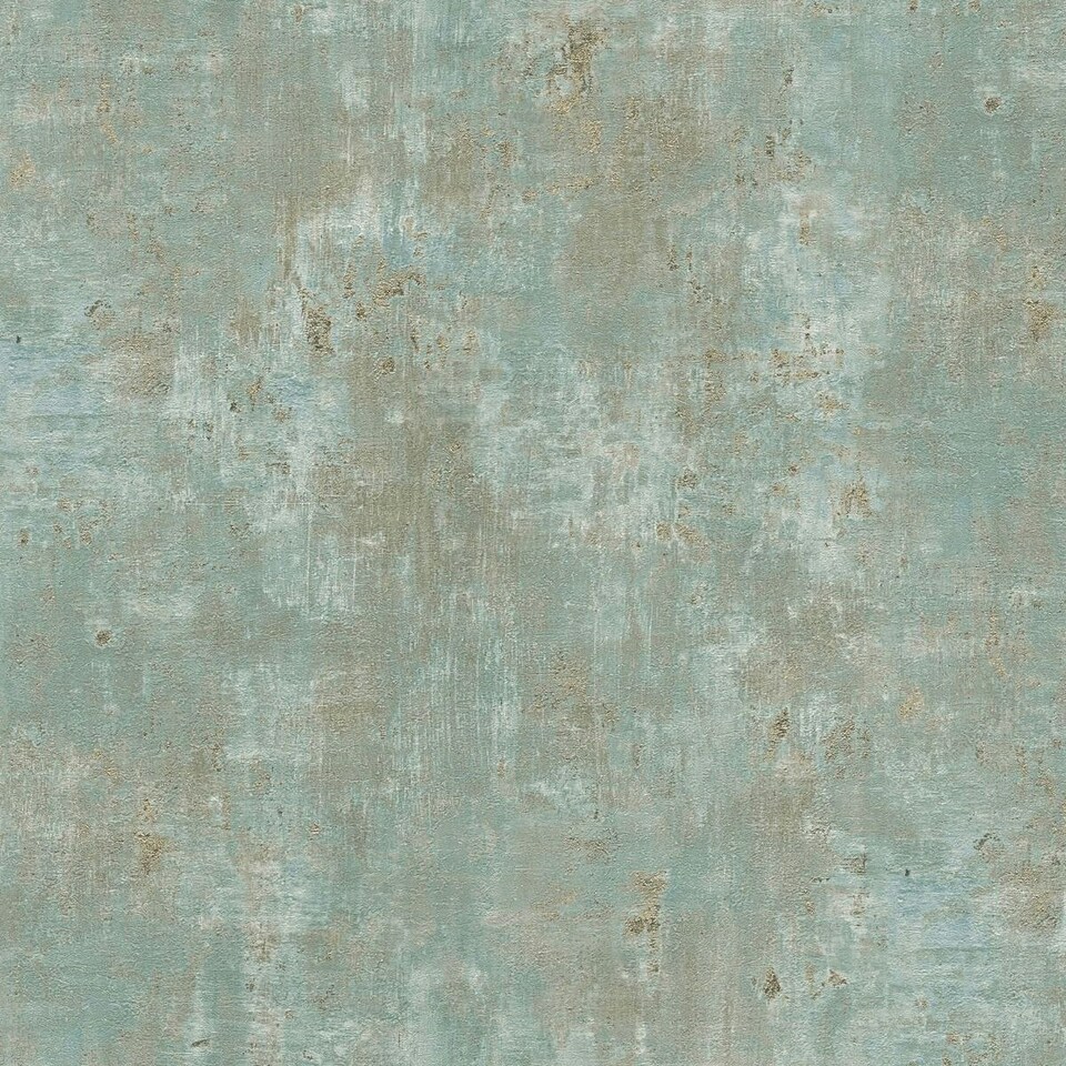 image 1 of AS Creation Concrete Effect Heavyweight Vinyl Textured Wallpaper - Jade Green/Gold - 10m x 0.5m Green