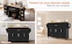 image 10 of VILUXE Mobile Kitchen Island with Foldable Worktop, Hidden Cutlery Drawer, Large Drawer, Adjustable Shelves, Door Racks, Towel Rack, Spice Rack and 5 Wheels, Black and Natural Wood