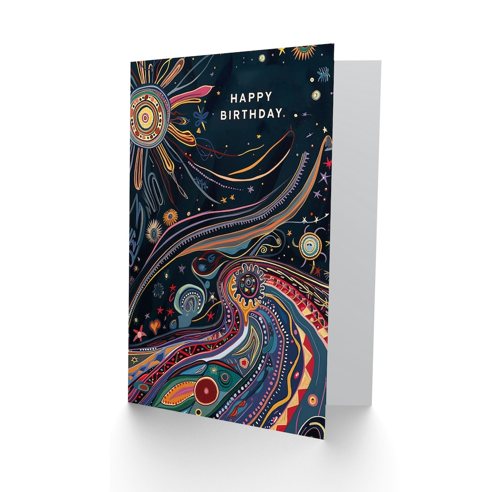 image 1 of Abstract Landscape Psychedelic Folk Woman Her Birthday Card