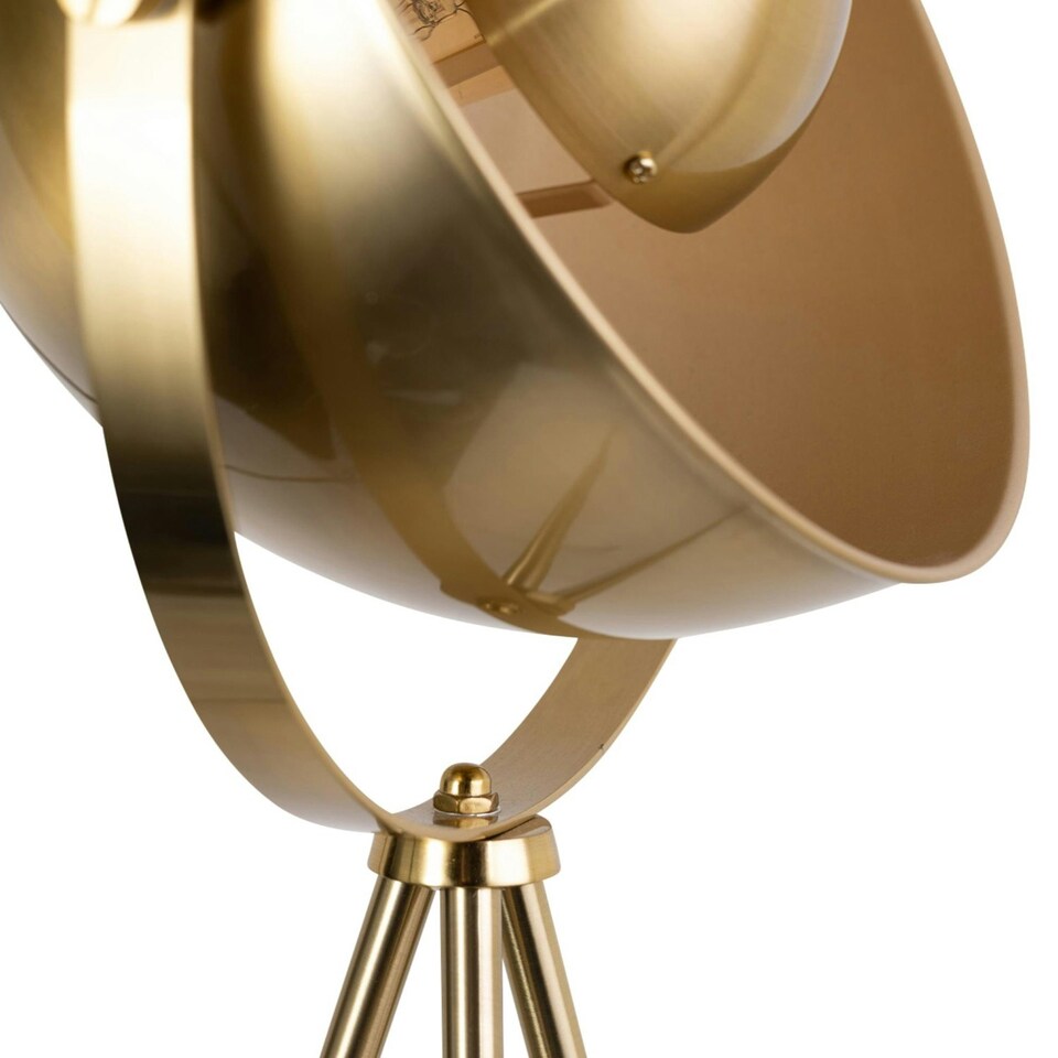 image 1 of First Choice Lighting Pair of Retro Satin Brass Tripod Table Lamps Bronze | Gold