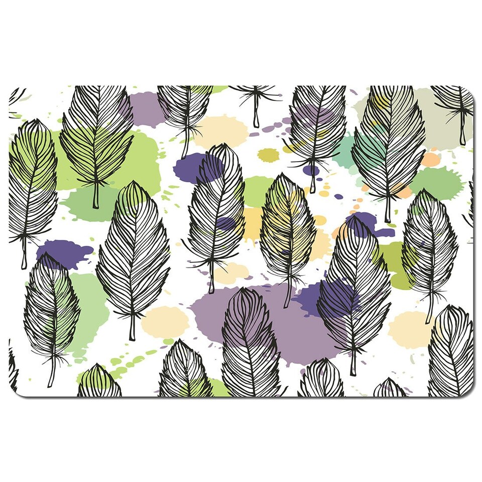 Spotted colored feather seamless pattern, vector background (Placemat)