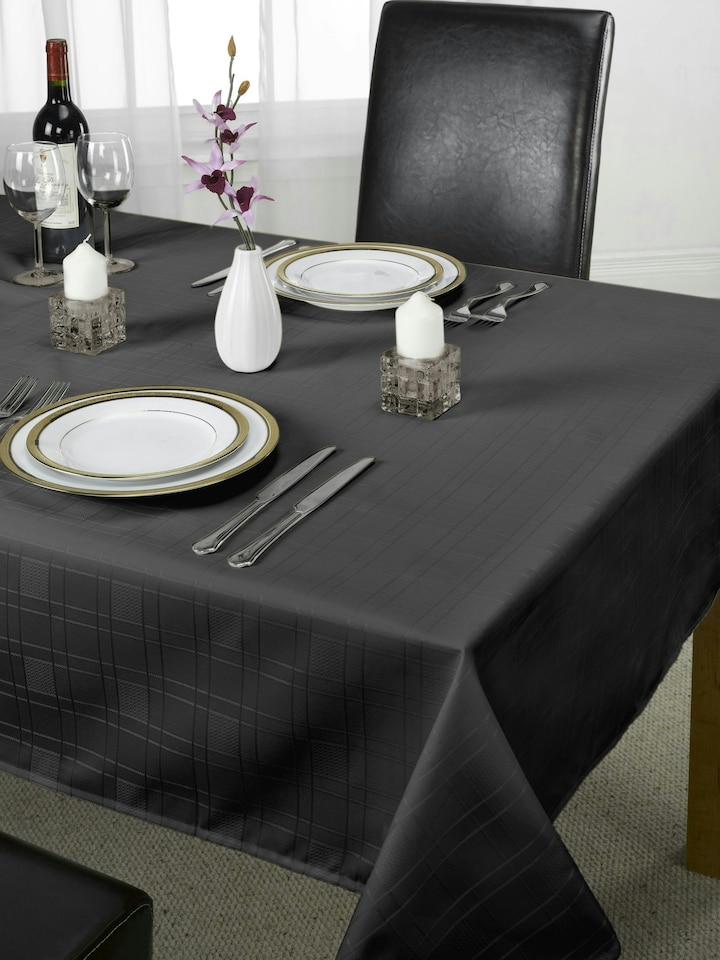 image 1 of Chequers Tablecloth - Black - 127x178cm | Black