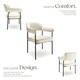 image 3 of Armchair Doe - durable fabric, black powder-coated legs, 120 kg load, 58 x 62 x 85 cm - Set of 2 White | Velvet Look Off-White