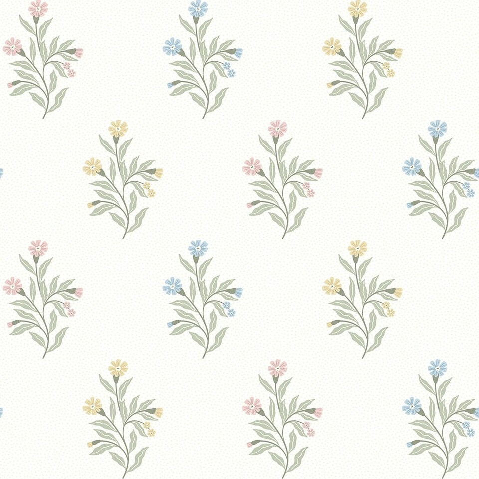 image 1 of Meadow Flower Wallpaper in Pastels Multi