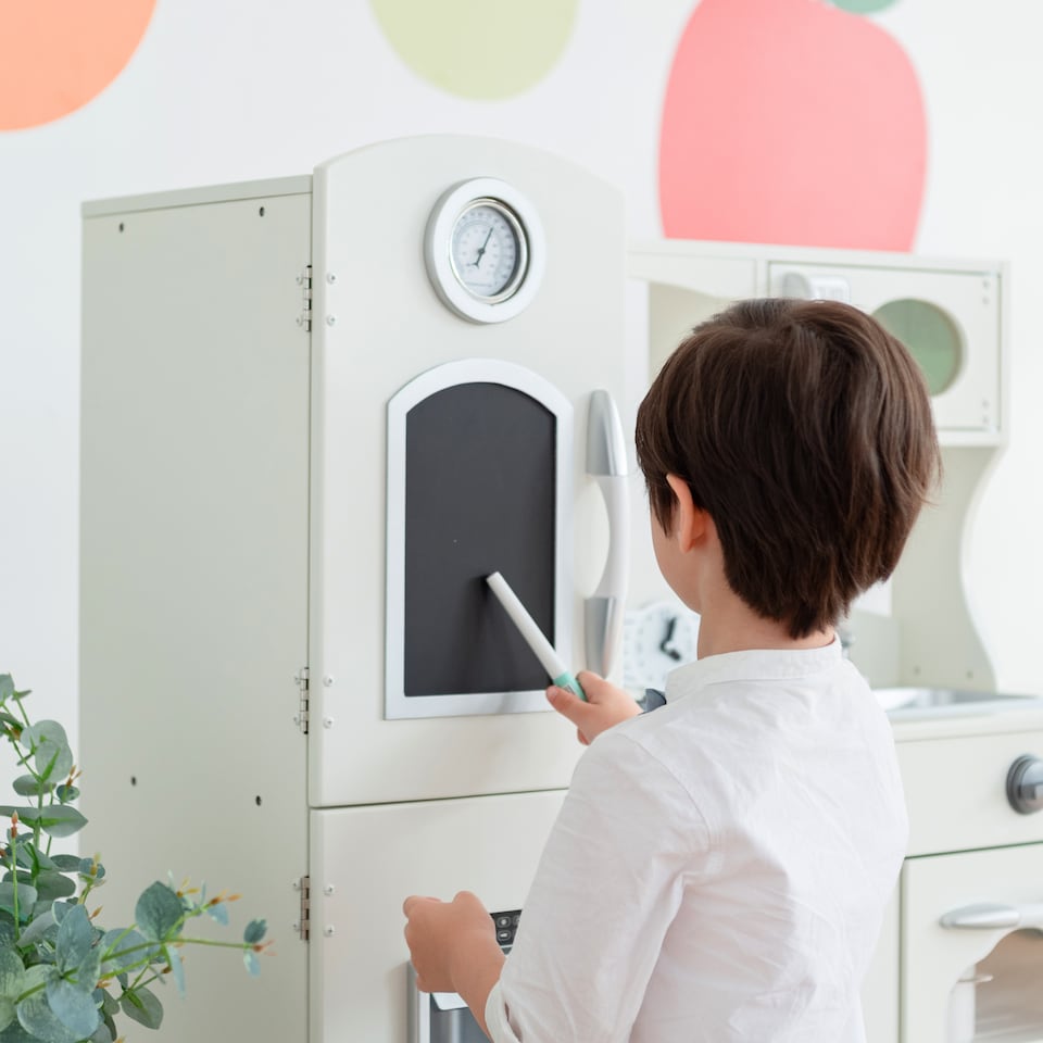 image 1 of Teamson Kids Pink Play Kitchen Set with Chalk Board and Pretend Ice Maker