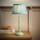 image 2 of ValueLights Bobbin Green Table Lamp Leaf Pleated Shade and Bulb | Green