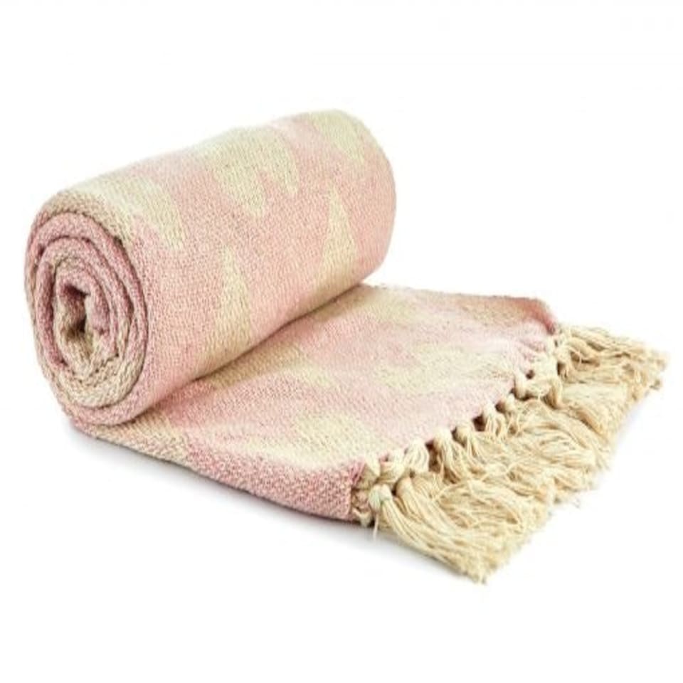 image 1 of Love Collection Recycled Cotton Throw in Pink Pink | Pink